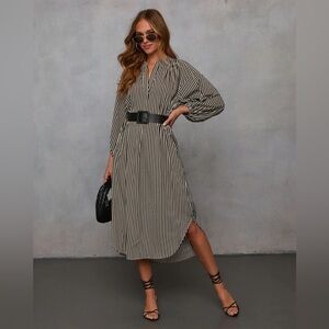 Vici Striped Black and White Midi Dress